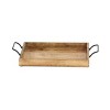 Set of 3 Farmhouse Slat Style Mango Wood and Iron Trays Brown - Olivia & May: Ottoman, Basket Design, 24-Inch - 3 of 4