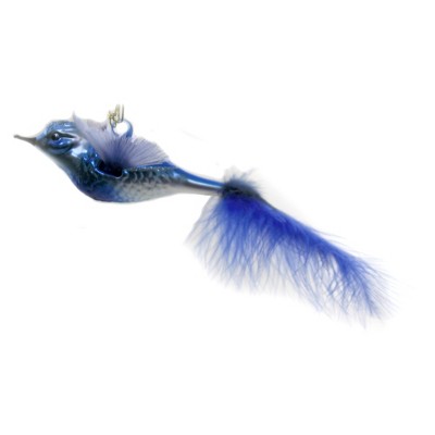 Inge Glas 1.25" Blue Bilbo Bird Feather Tail  -  Tree Ornaments