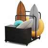 Maggift Wheelbarrows, Wicker Storage Box with Wheels, 3-Compartment Poolside Organizer for Patio, Garden, Black, 31.5"*39.4"*37.6" - 2 of 4
