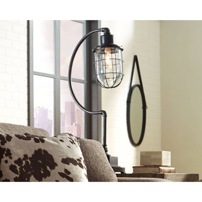 Edison Black Metal Desk Lamp with Glass Shade