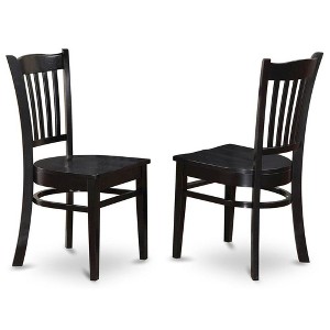 FurniFact,Set of 2 Wooden Dining Chairs with Black Finish for Kitchen or Dining - 1 of 3