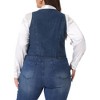 Agnes Orinda Women's Plus Size Denim Sleeveless V Neck Button Down Waistcoat Jean Vest - 4 of 4