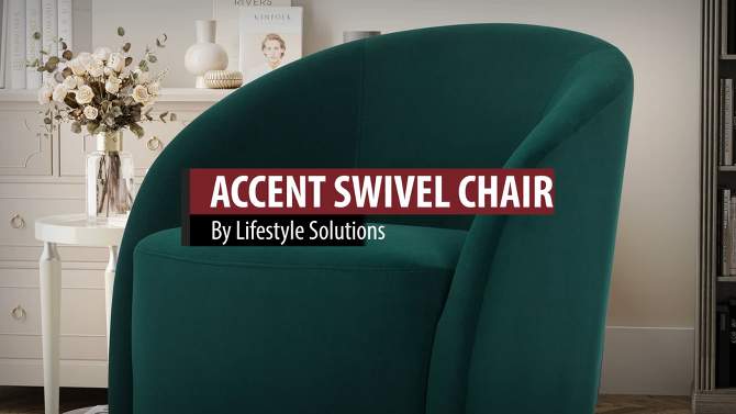 Lifestyle Solutions Bournemouth Swivel Accent Chair Green Velvet, 2 of 10, play video