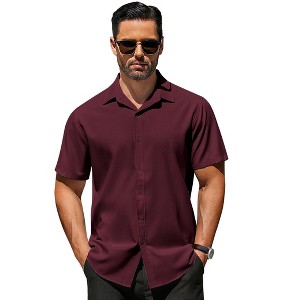 COOFANDY Men's Dress Shirts Short Sleeve Wrinkle Free Business Textured Shirt Casual Button Down Shirts - 1 of 4
