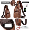Peicees Leather Sling Bag Mens Crossbody Bag Chest Bag Sling Backpack - 4 of 4