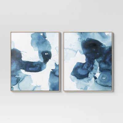 (Set of 2) 24" x 30" Hues Framed Wall Canvas Blue - Threshold™