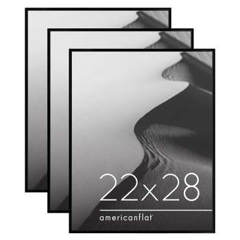 Americanflat 3 Pack Lightweight Snap Frame, Front Loading Picture Frame Set - Black Picture Frames
