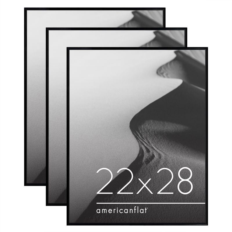 Americanflat 3 Pack Lightweight Snap Frame, Front Loading Picture Frame Set - Black Picture Frames, 1 of 10