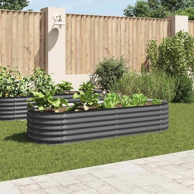 vidaXL Garden Raised Bed Grey Galvanized Steel 157.5 x 31.5 x 31.9 in