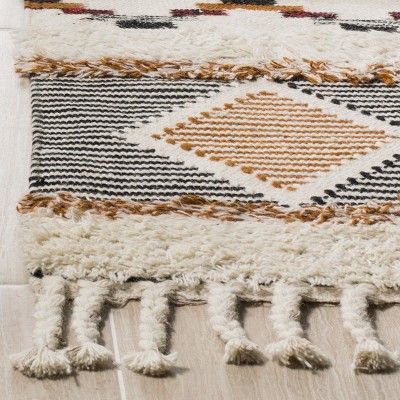 Hand-Knotted Geometric Black Wool Area Rug, 6' x 9'