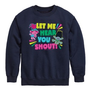 Boys' - Trolls - Let Me Hear You Shout Poppy and Branch Graphic Long Sleeve Fleece Sweatshirt - 1 of 4