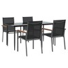 vidaXL 5 Piece Patio Dining Set Black Textilene and Steel - 3 of 4