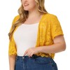 Agnes Orinda Women's Plus Size Short Sleeve Open Front Crochet Lace Allover Cropped Cardigan - 2 of 4
