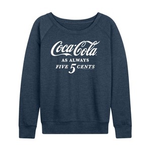Women's - Coca-Cola - As Always Five Cents Lightweight French Terry Wide Neck Long Sleeve Shirt - 1 of 4