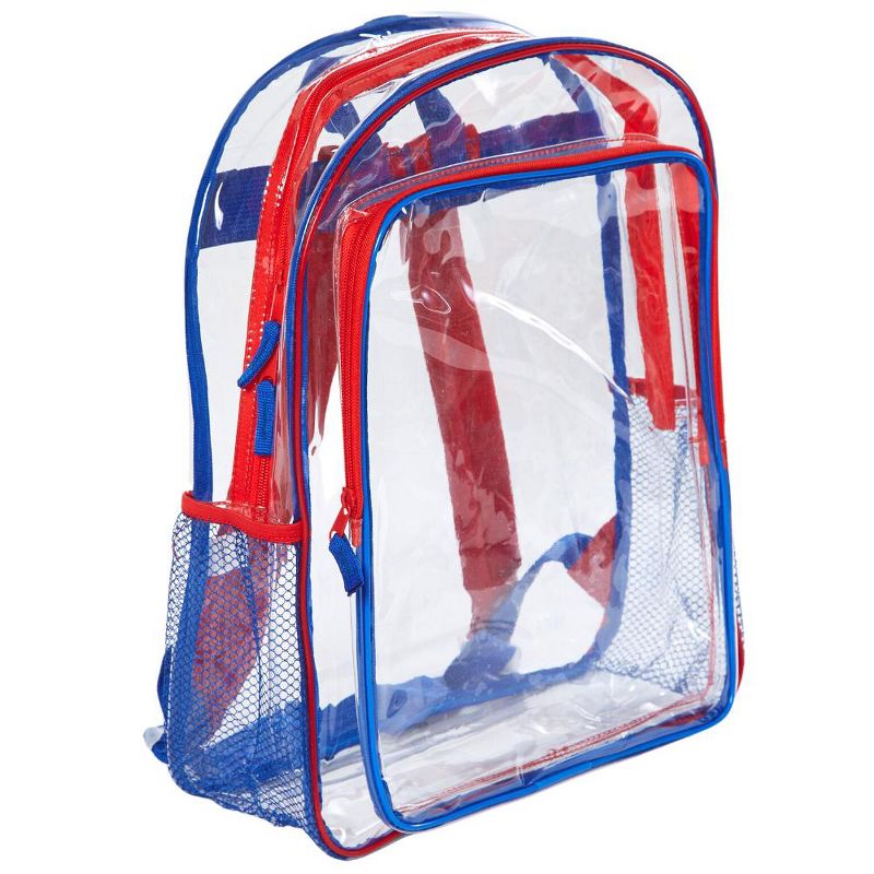 RALME Red and Blue Clear Backpack for School, 16 inch Stadium Approved Transparent Bag, 1 of 8