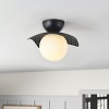 Modern Semi Flush Mount Ceiling Light, Matte Black Honeycomb Metal Shade, Frosted Glass Globe for Entryway Bedroom - 3 of 4