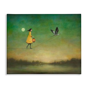 Stupell Industries Girl Following Bird Yellow Dress Vivid Green Landscape Canvas Wall Art - 1 of 4