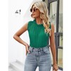 Sleeveless Tops for Women Pleated Tunic Tops Chiifon Blouse with Frill Mock Neck Flowy Dressy Casual Tank Tops （One size fits all） - 4 of 4