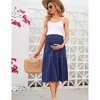 Clearlove Women's Ditzy Floral Print Midi Skirt Boho Elastic High Elastic Waist Pleated Swing A Line Flowy Casual Skirts - 4 of 4