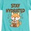 Girls' - Instant Message - Kawaii Shiba Inu Dog with Bubble Tea Fitted Short Sleeve Graphic T-Shirt - 2 of 4