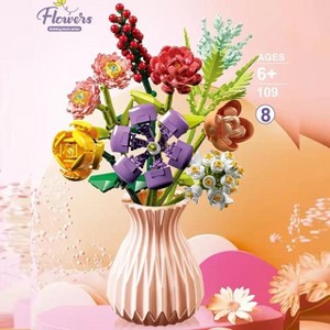 Wizardi Flower Bouquet in Vase Building Brick Kit F07M9-8(109
