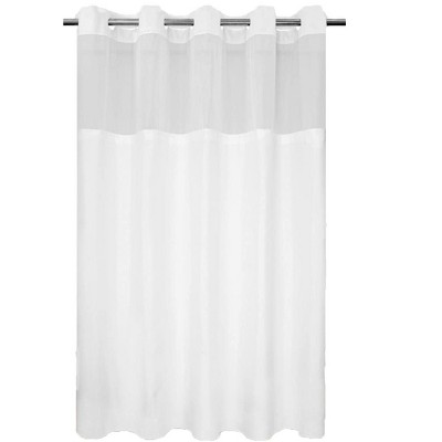 Aoibox No Hook Slub Textured Shower Curtain with Snap-in PEVA Liner Set, Hotel Style with See Through Top Window, Fabric Outer &Waterproof Inner Liner