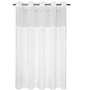 Aoibox No Hook Slub Textured Shower Curtain with Snap-in PEVA Liner Set, Hotel Style with See Through Top Window, Fabric Outer &Waterproof Inner Liner - 1 of 4
