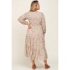 Pinkblush Cream Floral Smocked 3/4 Sleeve Maternity Plus Midi Dress - 4 of 4