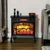 HOMCOM Electric Fireplace Stove, Freestanding Infrared Fireplace Heater with Realistic Flame Effect & Adjustable Temperature, 1500W - 3 of 4