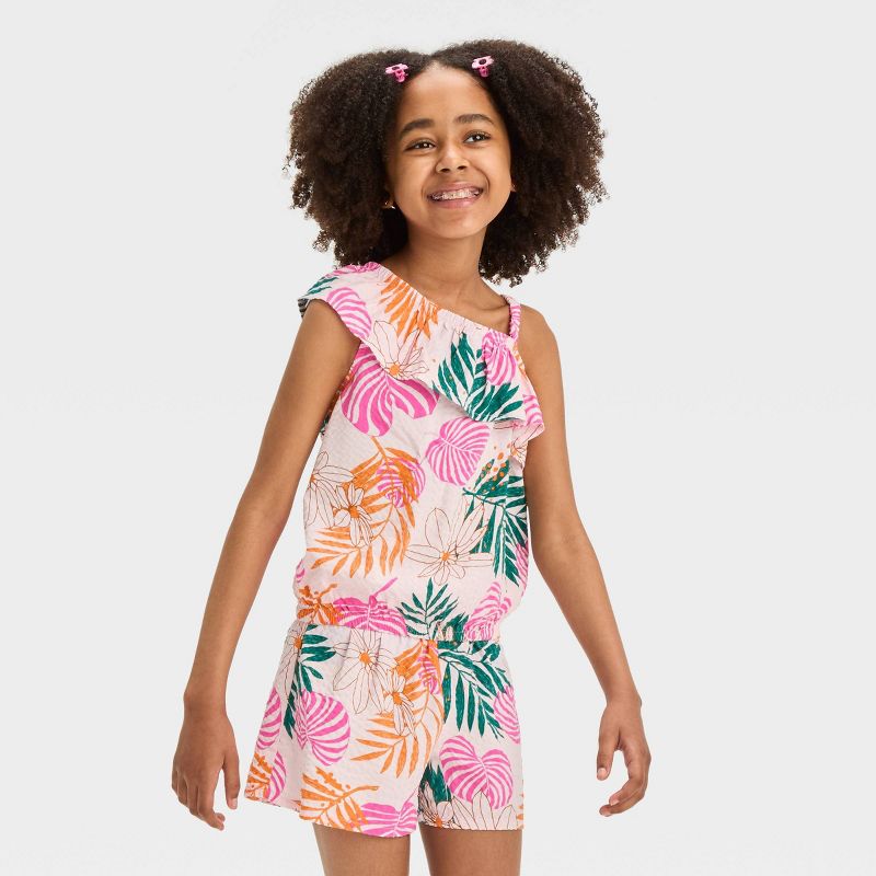 Girls' 2pc One-Shoulder Top and Pull-On Seersucker Shorts Set - Cat & Jack™, 4 of 6