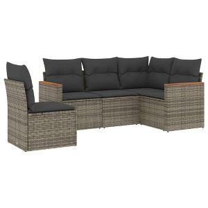 vidaXL Garden Sofa Set Grey Poly Rattan Medium Removable Covers - 1 of 4