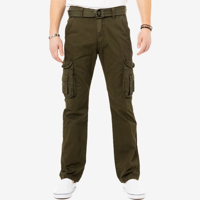 X Ray Men's Belted Classic Fit Cargo Pants In Olive Size 40x32 : Target