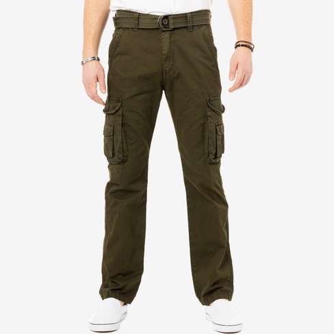 X Ray Men's Belted Classic Fit Cargo Pants In Olive Size 34x30 : Target