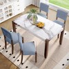 5-Piece Dining Table Set for 4, Faux Marble Table & 4 Upholstered Chairs with Solid Rubberwood Legs - ModernLuxe - 2 of 4
