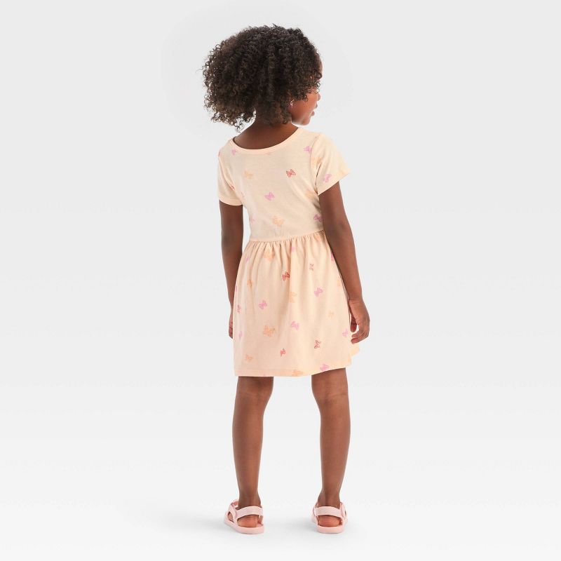 Toddler Girls' Butterfly Short Sleeve Dress - Cat & Jack™ Peach Orange, 3 of 5