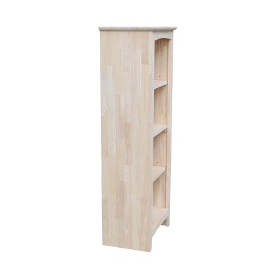Adjustable Unfinished Brown Rubberwood Shaker Bookcase