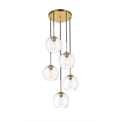 Baxter 5-Light Brass Pendant with Clear Glass Shades