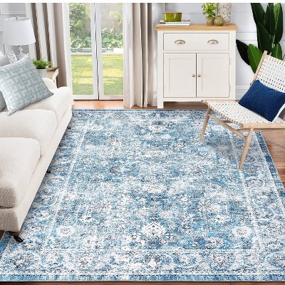 Garvee Large Vintage Floral Rug for Living Room,Washable Distressed Rug -Accent Throw Rug
