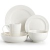 Elama Nikki 18 Piece Ribbed White Porcelain Dinnerware and Serving Bowl Set - 2 of 4