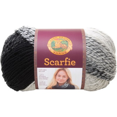 Lion Brand Scarfie Yarn - Black/Cranberry