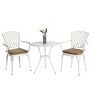 VYNXARIA 3 Piece Patio Bistro Set Cast Aluminum Bistro Table and Chairs Set of 2 with Umbrella Hole,White - 2 of 4