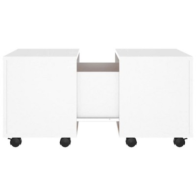 White Rectangular Engineered Wood Coffee Table with Tapered Legs