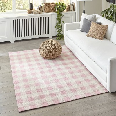 Handmade Pink Floral Tufted Synthetic Runner Rug - 27" x 7"