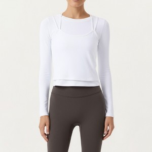 Anna-Kaci Active Women’s Long Sleeve Active Top with Layered Strap Detail Slim Contoured Fit and Modern Minimal Silhouette - 1 of 4