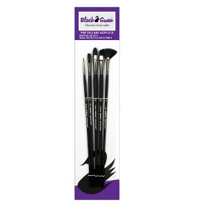 Black Swan Synthetic Red Sable Paint Brushes Explorer Set of 5 - Long Handle Paint Brushes in Assorted Shapes and Sizes for Oil, Heavy Body Media and - 1 of 4