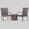 Littleton 3pc All-Weather Wicker Patio Stacking Chair Chat Set - Brown - Christopher Knight Home - 2 of 4