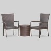 Littleton 3pc All-Weather Wicker Patio Stacking Chair Chat Set - Brown - Christopher Knight Home - image 2 of 4