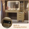 Jojoka Makeup Vanity Desk with LED Mirror & Lights ¨C Modern Glass Top Dressing Table with 5 Drawers, 3 Storage Shelves & Built-In Charging Station - 4 of 4