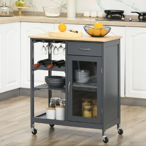 NicBex Mobile Kitchen Island Cart Morden Kitchen Carts on Wheels with Storage, 2-Tier Cabinet, 3 Open Shelves and Drawer for Kitchen - 1 of 4