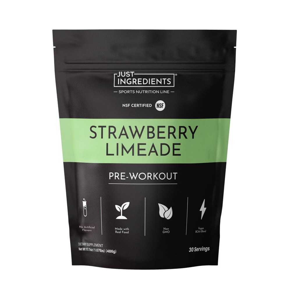 Just Ingredients Strawberry Limeade Pre-Workout Powder (NSF) - 30 Servings